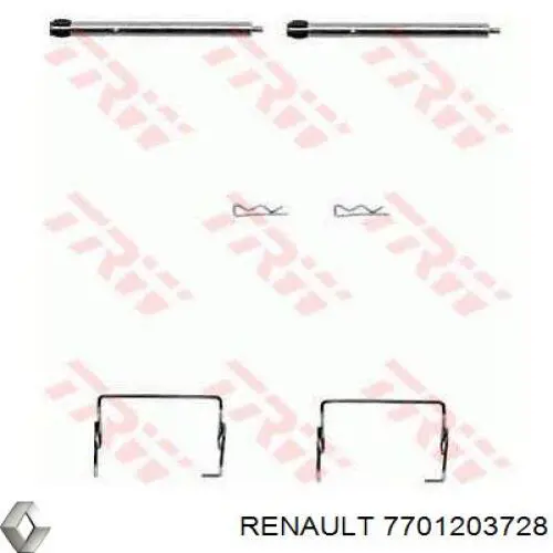 7701203728 Renault (RVI) Комплект пружинок крепления дисковых колодок, задних