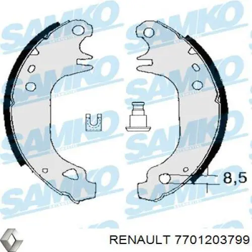 Задние барабанные колодки 7701203799 Renault (RVI)