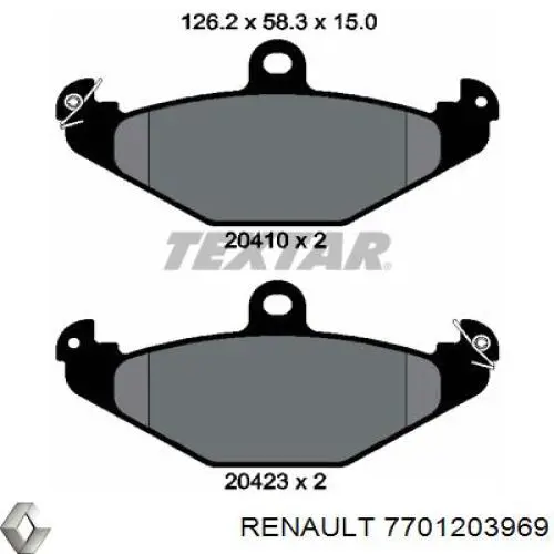 Купить 7701203969 Renault (RVI) Колодки тормозные задние, дисковые