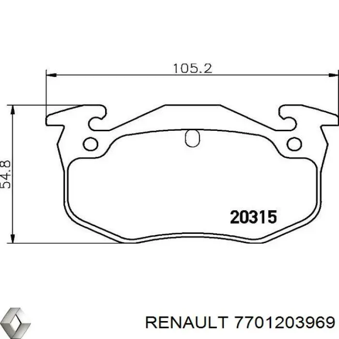 Задние тормозные колодки 7701203969 Renault (RVI)