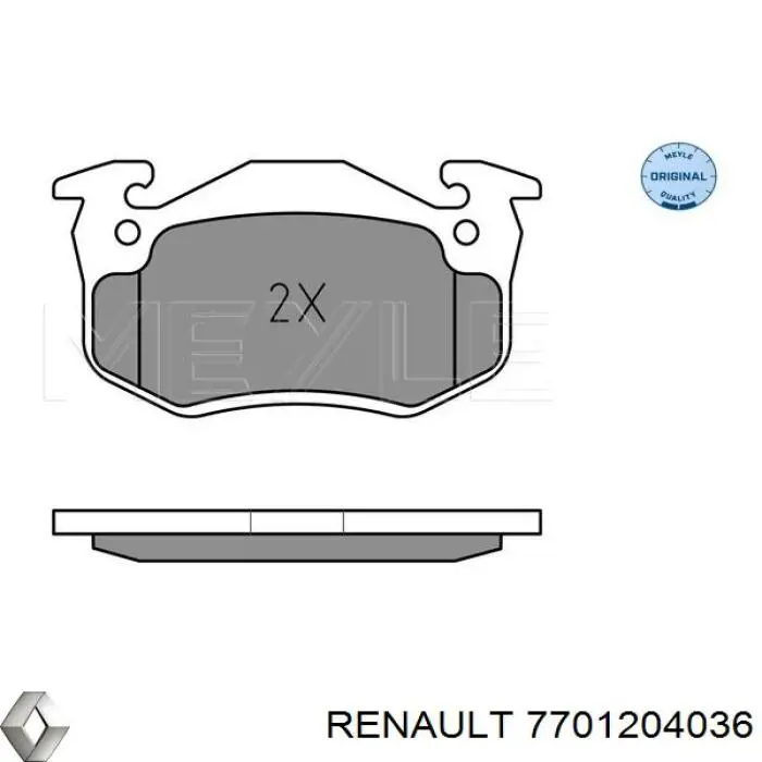 7701204036 Renault (RVI) колодки тормозные задние дисковые