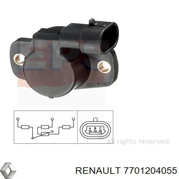 Sensor, posición mariposa 7701204055 Renault (RVI)