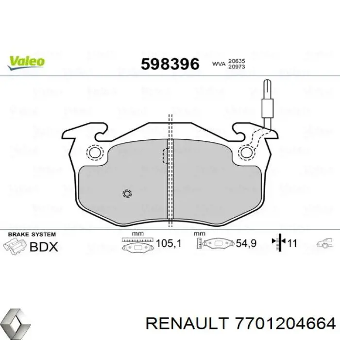 Купить 7701204664 Renault (RVI) Колодки тормозные задние, дисковые