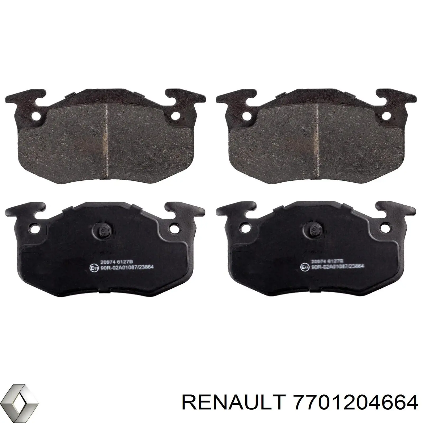 7701204664 Renault (RVI) колодки тормозные задние дисковые