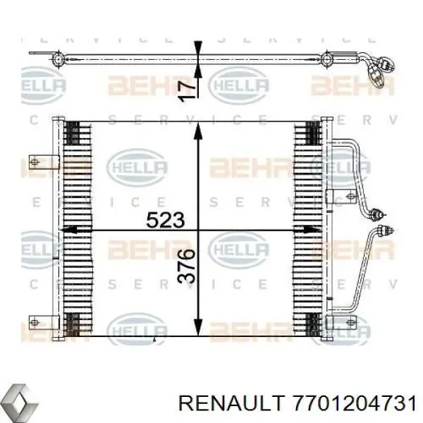 Condensador aire acondicionado 7701204731 Renault (RVI)