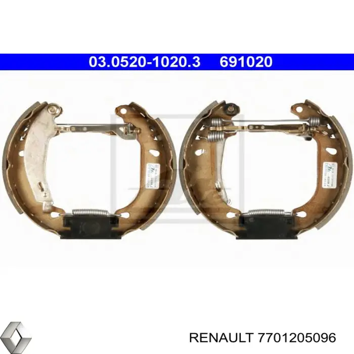 Колодки тормозные задние барабанные, в сборе с цилиндрами, комплект 7701205096 Renault (RVI)
