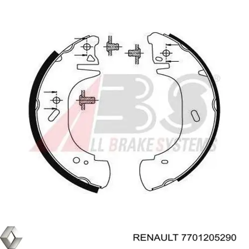 Колодки гальмові задні, барабанні 7701205290 Renault (RVI)