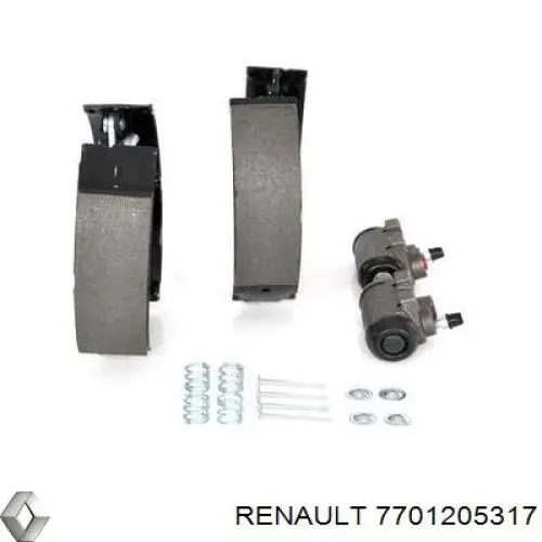 7701205317 Renault (RVI) колодки тормозные задние барабанные, в сборе с цилиндрами, комплект