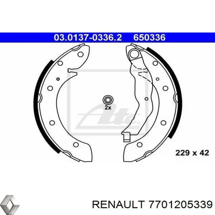 Задние барабанные колодки 7701205339 Renault (RVI)