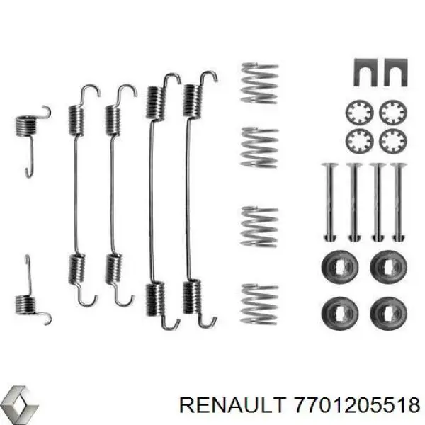 7701205518 Renault (RVI) монтажный комплект задних барабанных колодок