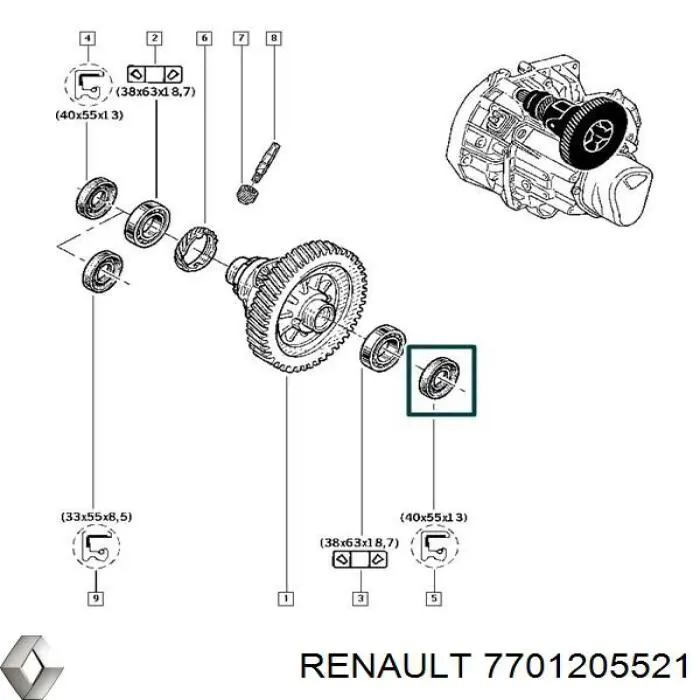 Kit de montaje, zapatas de freno traseras 7701205521 Renault (RVI)