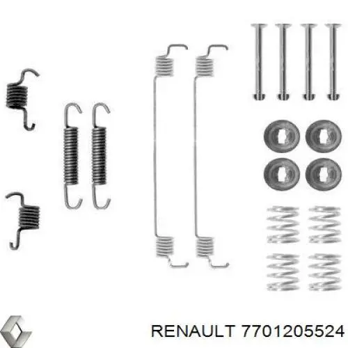 7701205524 Renault (RVI) монтажный комплект задних барабанных колодок