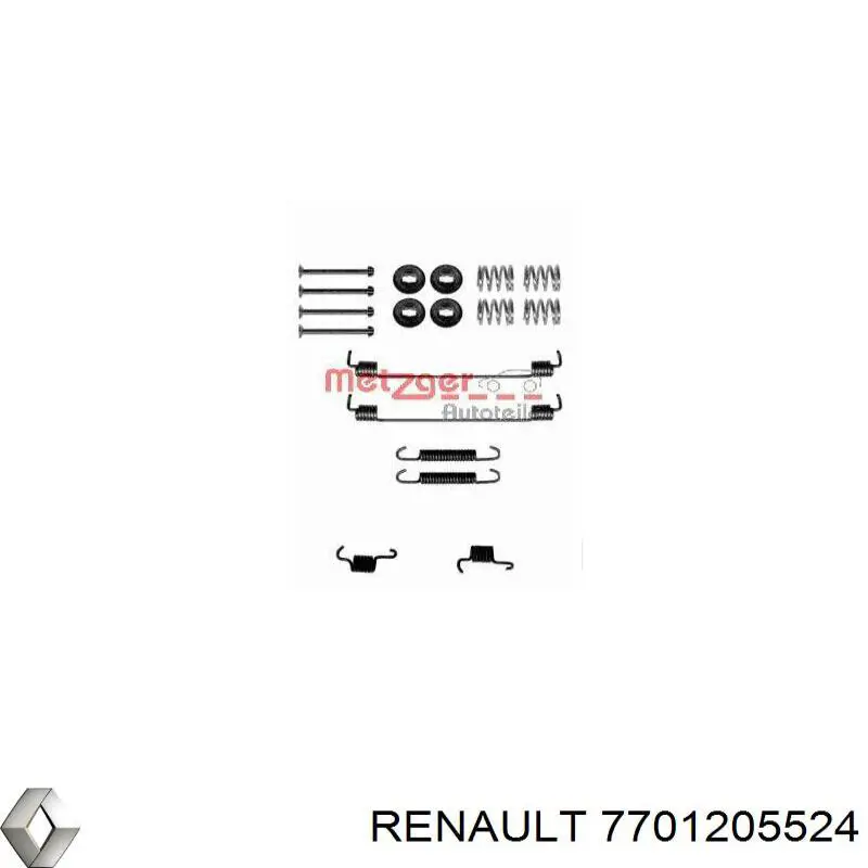 Купить 7701205524 Renault (RVI) Монтажный комплект задних барабанных колодок