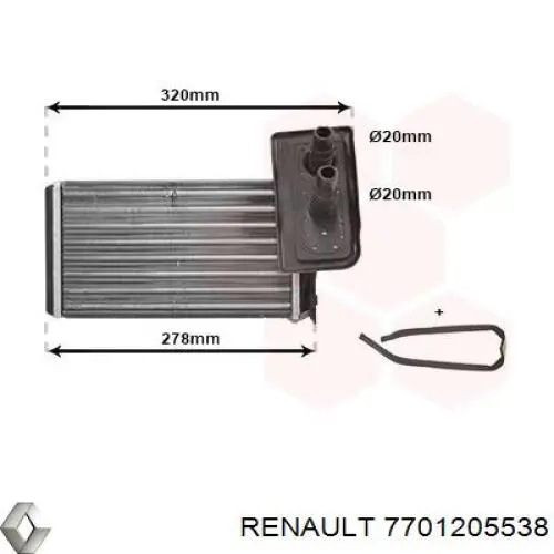 7701205538 Renault (RVI) Радиатор отопителя салона