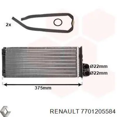 Купить 7701205584 Renault (RVI) Радиатор печки