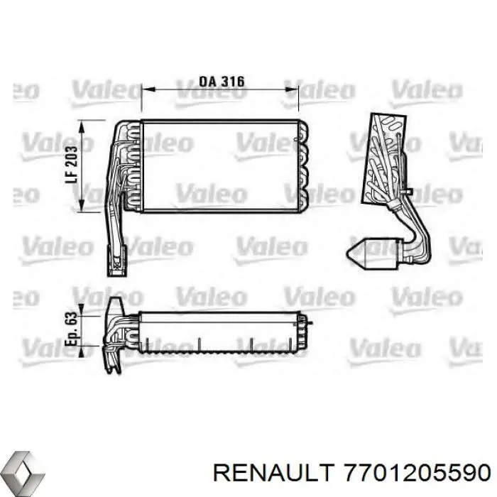 Радиатор испарителя кондиционера Renault (RVI) 7701205590 цена, от 81.22 USD