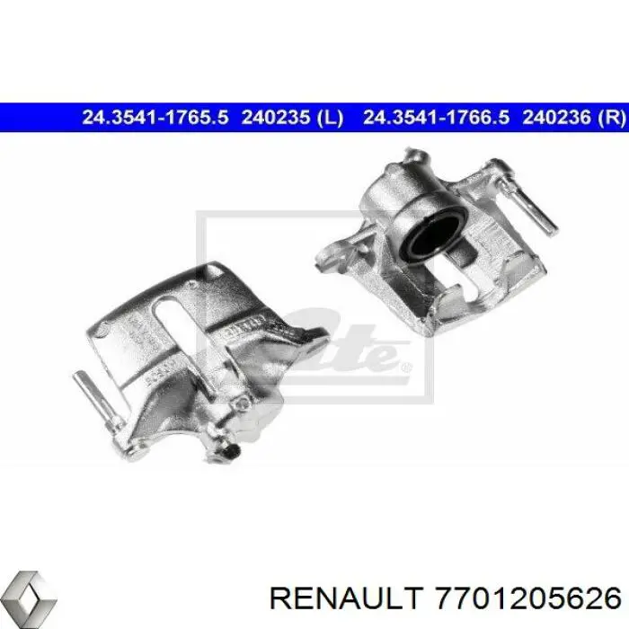 Суппорт тормозной передний правый 7701205626 Renault (RVI)