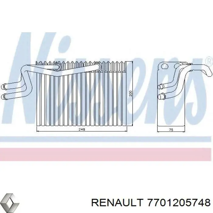 Испаритель кондиционера 7701205748 Renault (RVI)