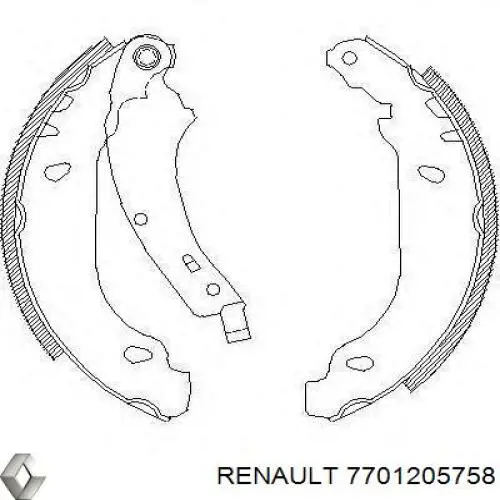 Колодки тормозные задние барабанные Renault (RVI) 7701205758