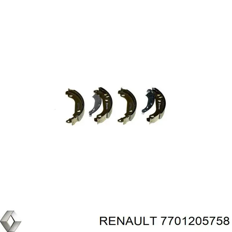 Задние барабанные колодки 7701205758 Renault (RVI)