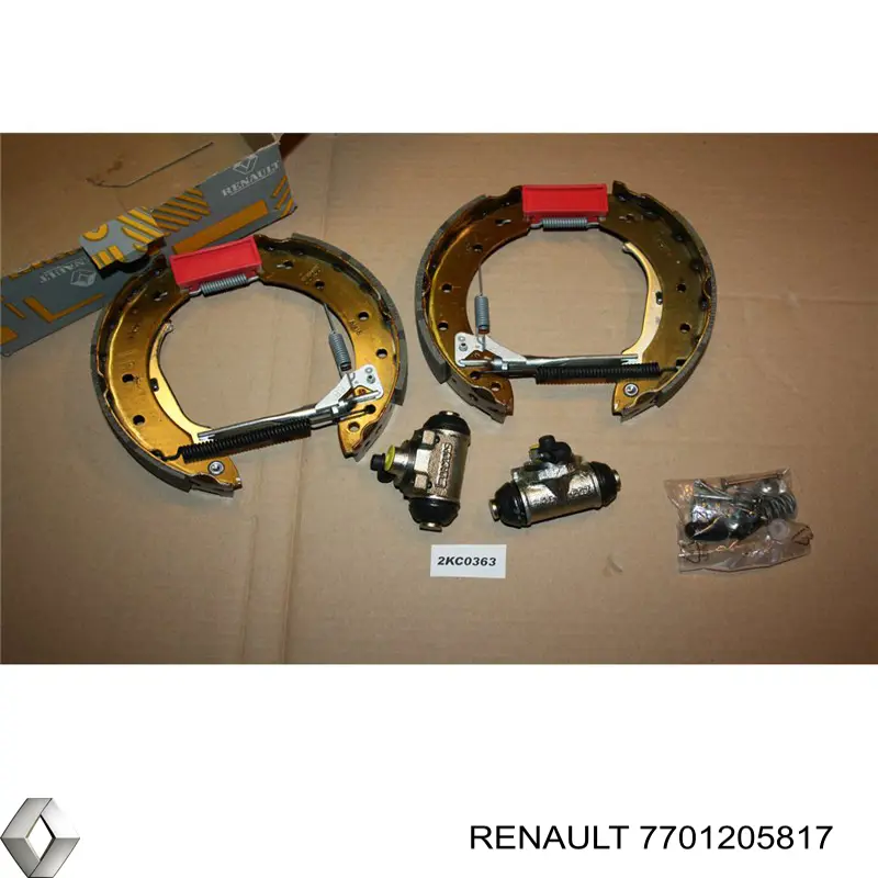 7701205817 Renault (RVI) колодки тормозные задние барабанные, в сборе с цилиндрами, комплект