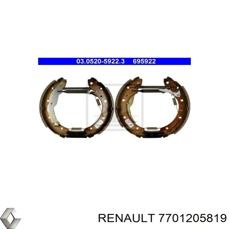 Задние барабанные колодки 7701205819 Renault (RVI)