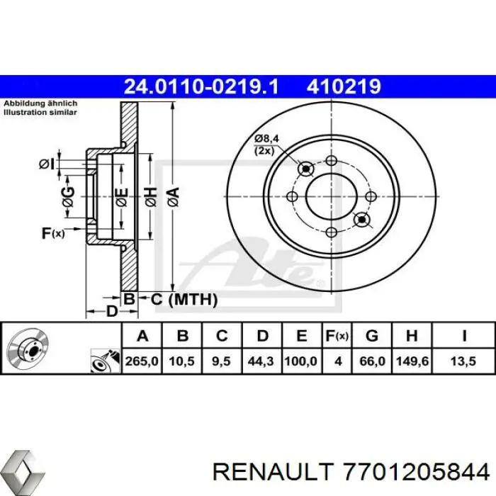 Задний тормозной диск Renault (RVI) 7701205844 цена, от 27.96 USD