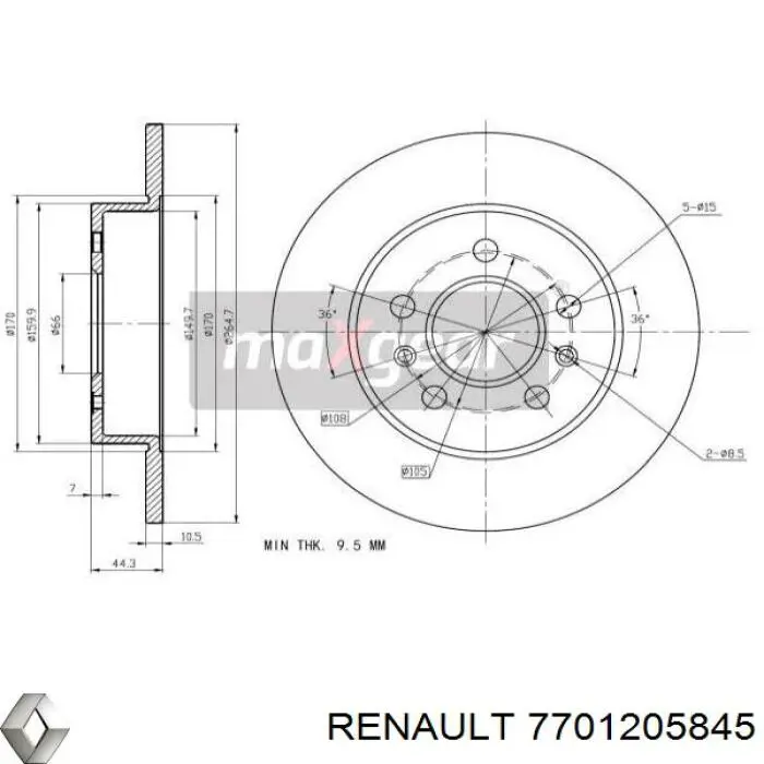 Купить 7701205845 Renault (RVI) Диск тормозной задний
