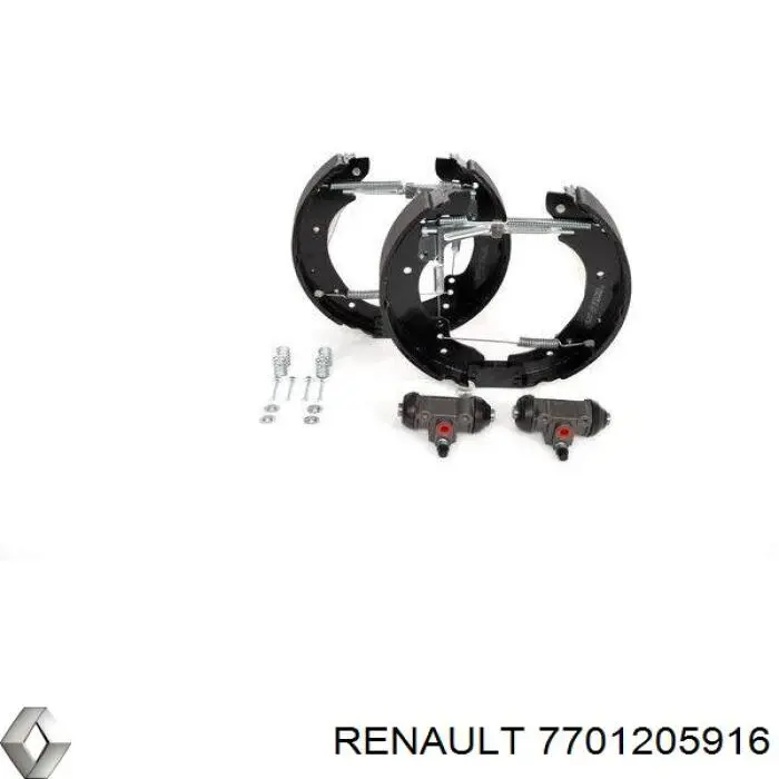 7701205916 Renault (RVI) колодки тормозные задние барабанные, в сборе с цилиндрами, комплект