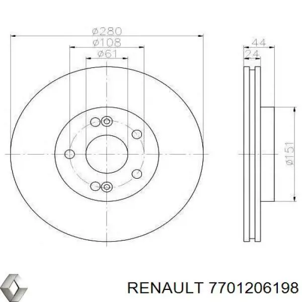 7701206198 Renault (RVI) тормозные диски