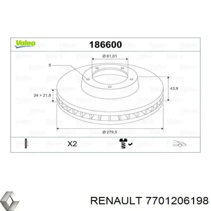 Купить 7701206198 Renault (RVI) Ротор тормозной