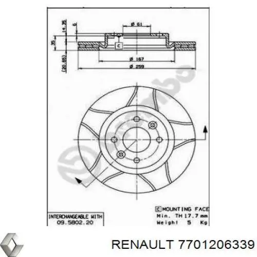 Купить 7701206339 Renault (RVI) Ротор тормозной
