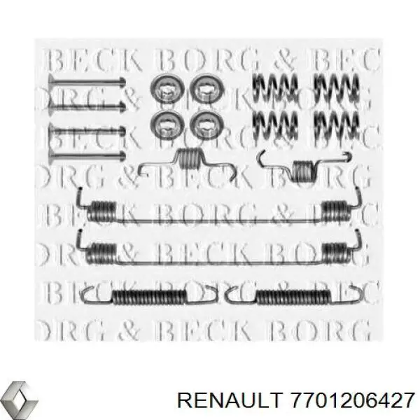 Монтажный комплект задних барабанных колодок 7701206427 Renault (RVI)