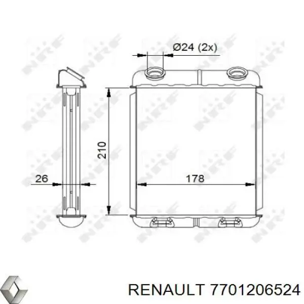 7701206524 Renault (RVI) радиатор печки