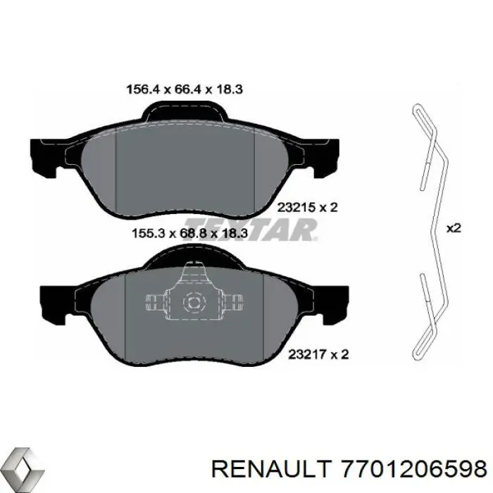Колодки Renault (RVI) 7701206598 цена, от 23.00 USD