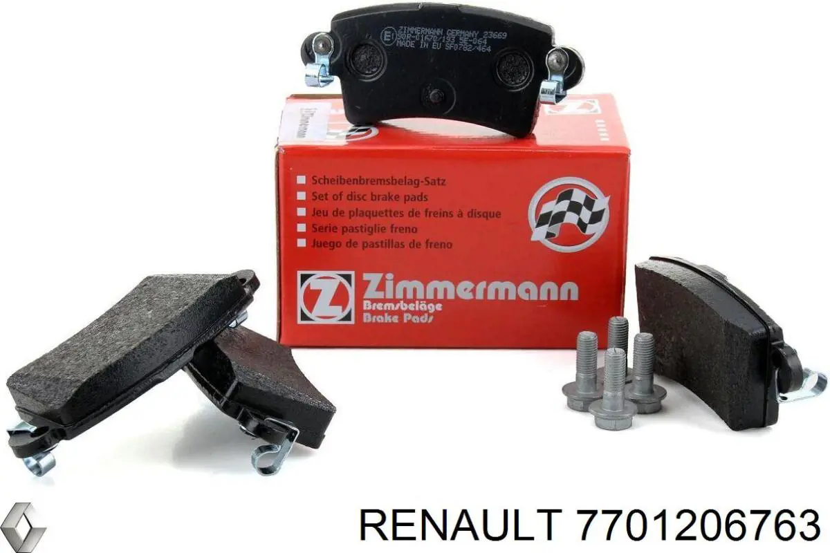 Задние тормозные колодки 7701206763 Renault (RVI)