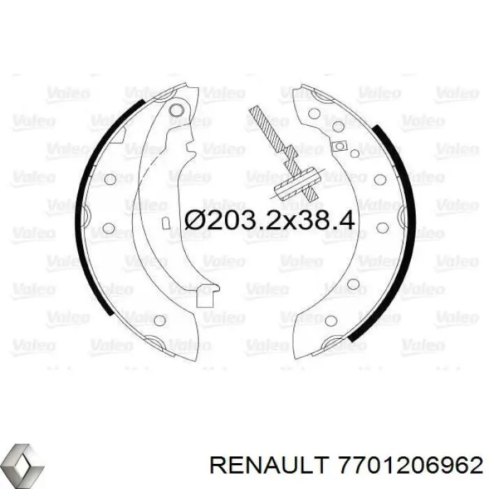 Задние барабанные колодки 7701206962 Renault (RVI)