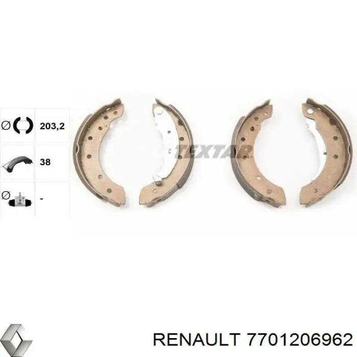 Купить 7701206962 Renault (RVI) Задние барабанные тормозные колодки