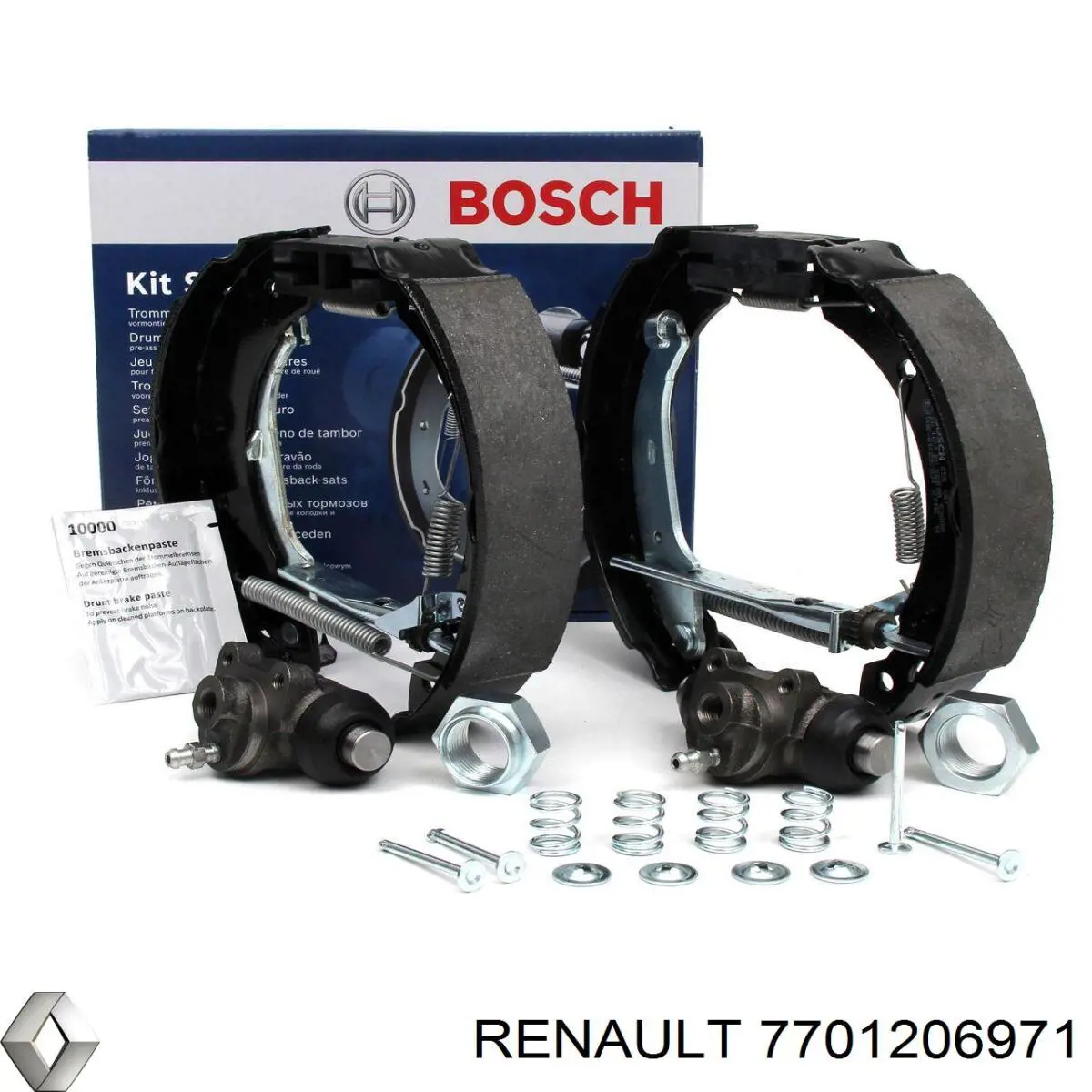Купить 7701206971 Renault (RVI) Колодки тормозные задние барабанные, в сборе с цилиндрами, комплект