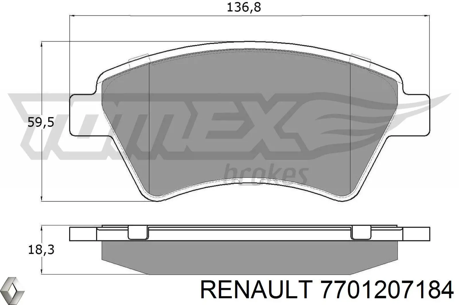 Передние тормозные колодки 7701207184 Renault (RVI)