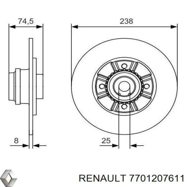 7701207611 Renault (RVI) тормозные диски