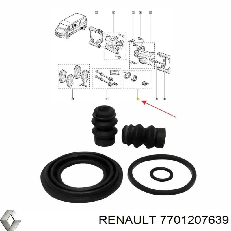 Ремкомплект заднего суппорта Renault (RVI) 7701207639