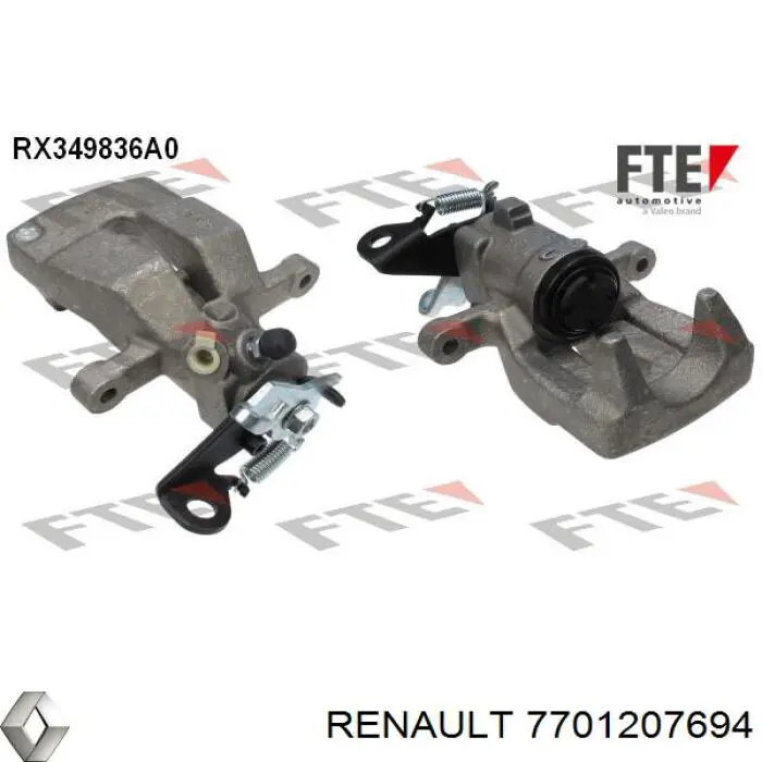 Pinza de freno trasero derecho 7701207694 Renault (RVI)