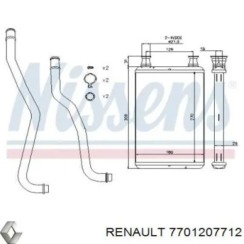 Радиатор печки 7701207712 Renault (RVI)