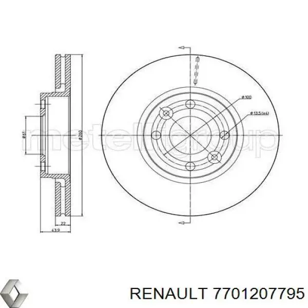Купить 7701207795 Renault (RVI) Ротор тормозной