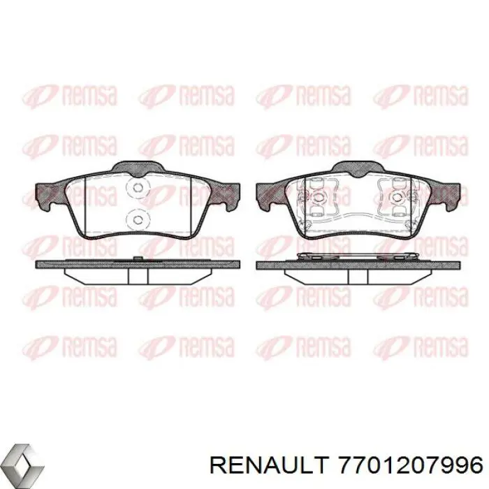 Задние дисковые колодки Renault (RVI) 7701207996