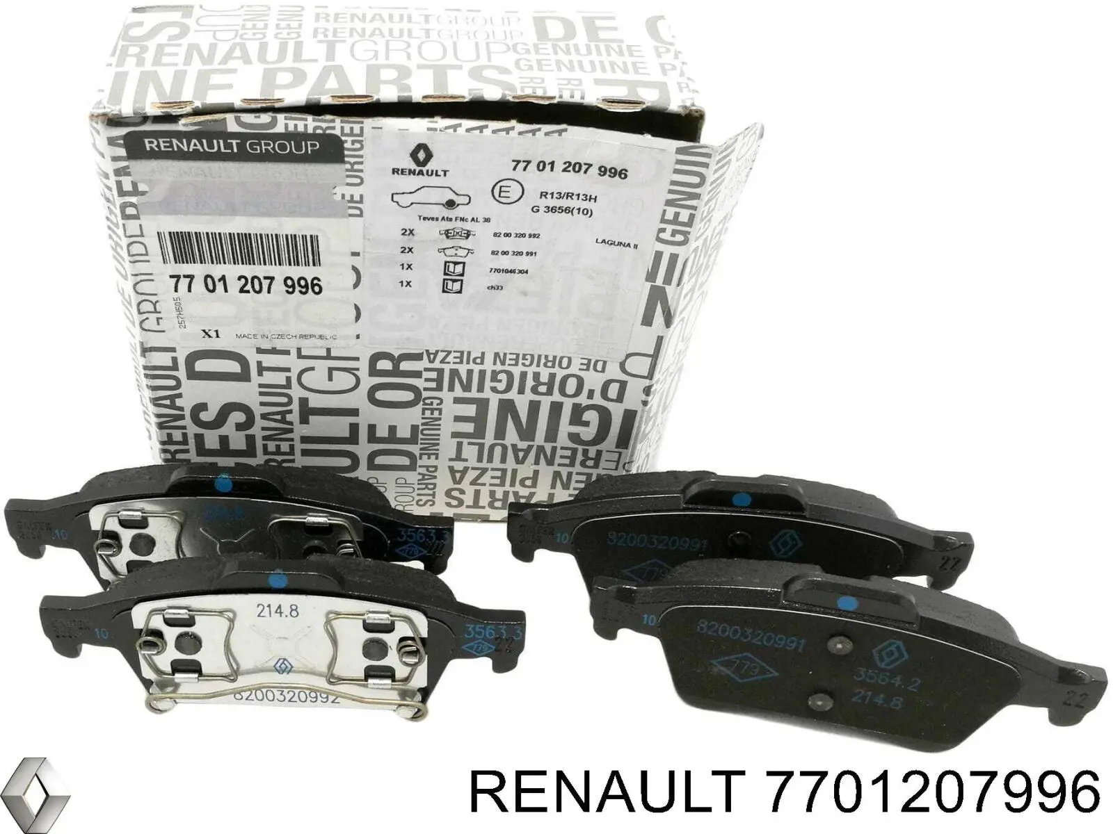 Задние тормозные колодки 7701207996 Renault (RVI)