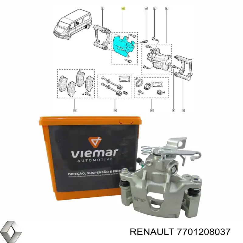 Задний правый суппорт Renault (RVI) 7701208037