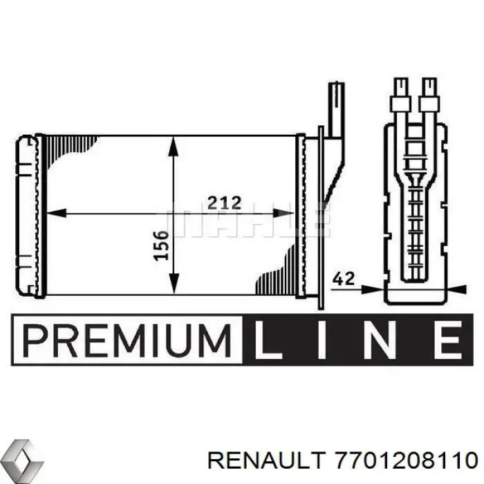 Radiador de calefacción 7701208110 Renault (RVI)