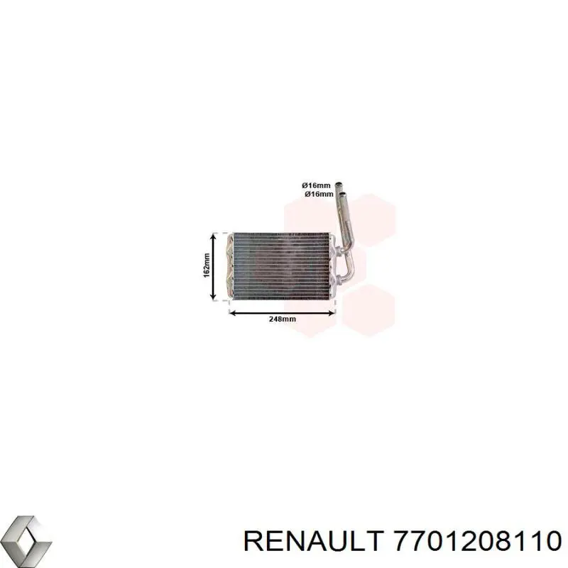 Купить 7701208110 Renault (RVI) Радиатор печки